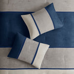 7 Piece Faux Suede Comforter Set Blue Queen