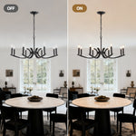 8-Light Farmhouse Chandelier, Black Metal