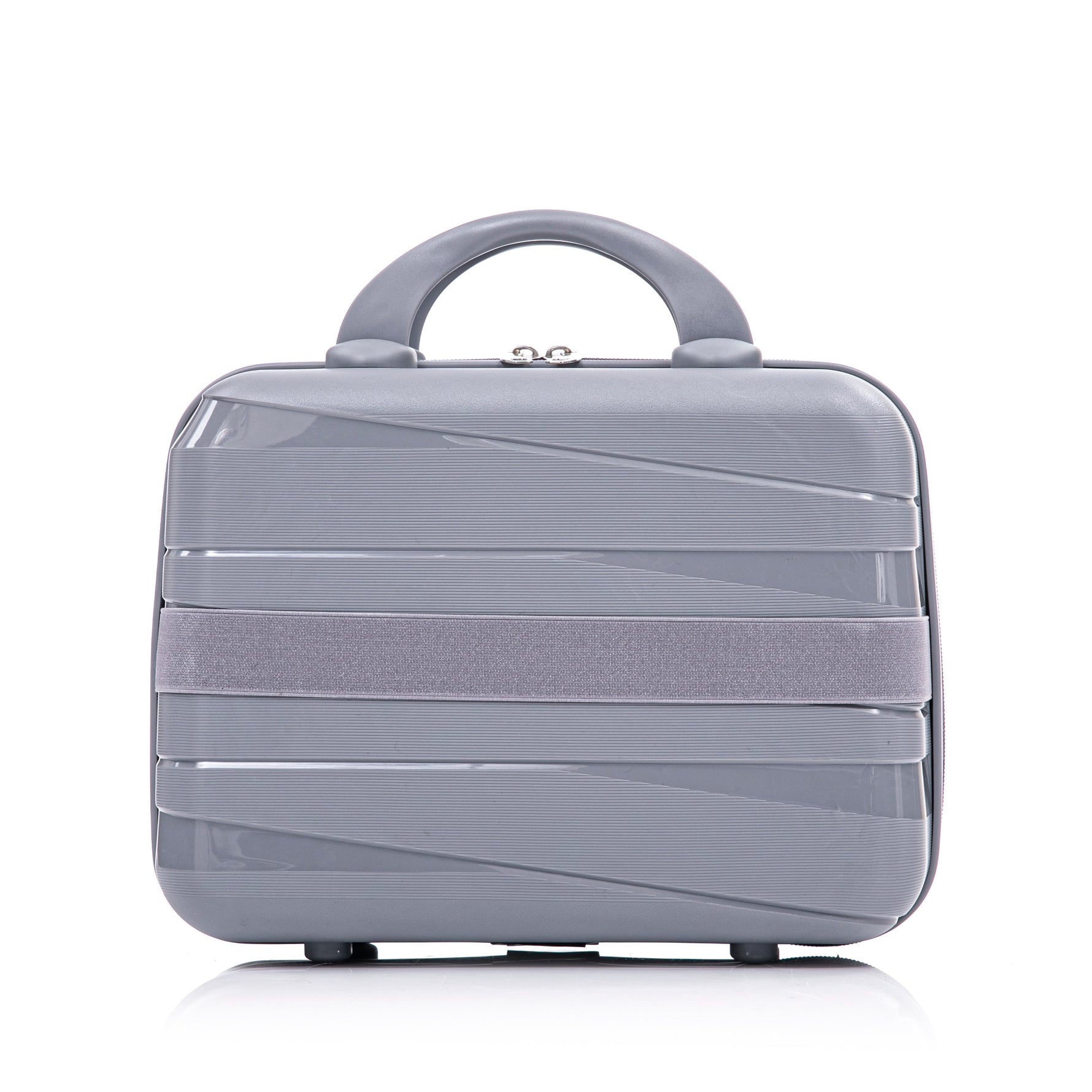 4-Piece PP Spinner Wheel Luggage Set with Cosmetic Case, Light Gray