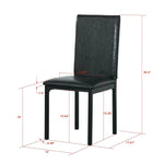 Furniture 5 Piece Metal Dinette Set with Faux Marble Top - Black