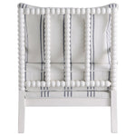 White and Navy Upholstered Stripe Accent Chair with Linen-Like Fabric
