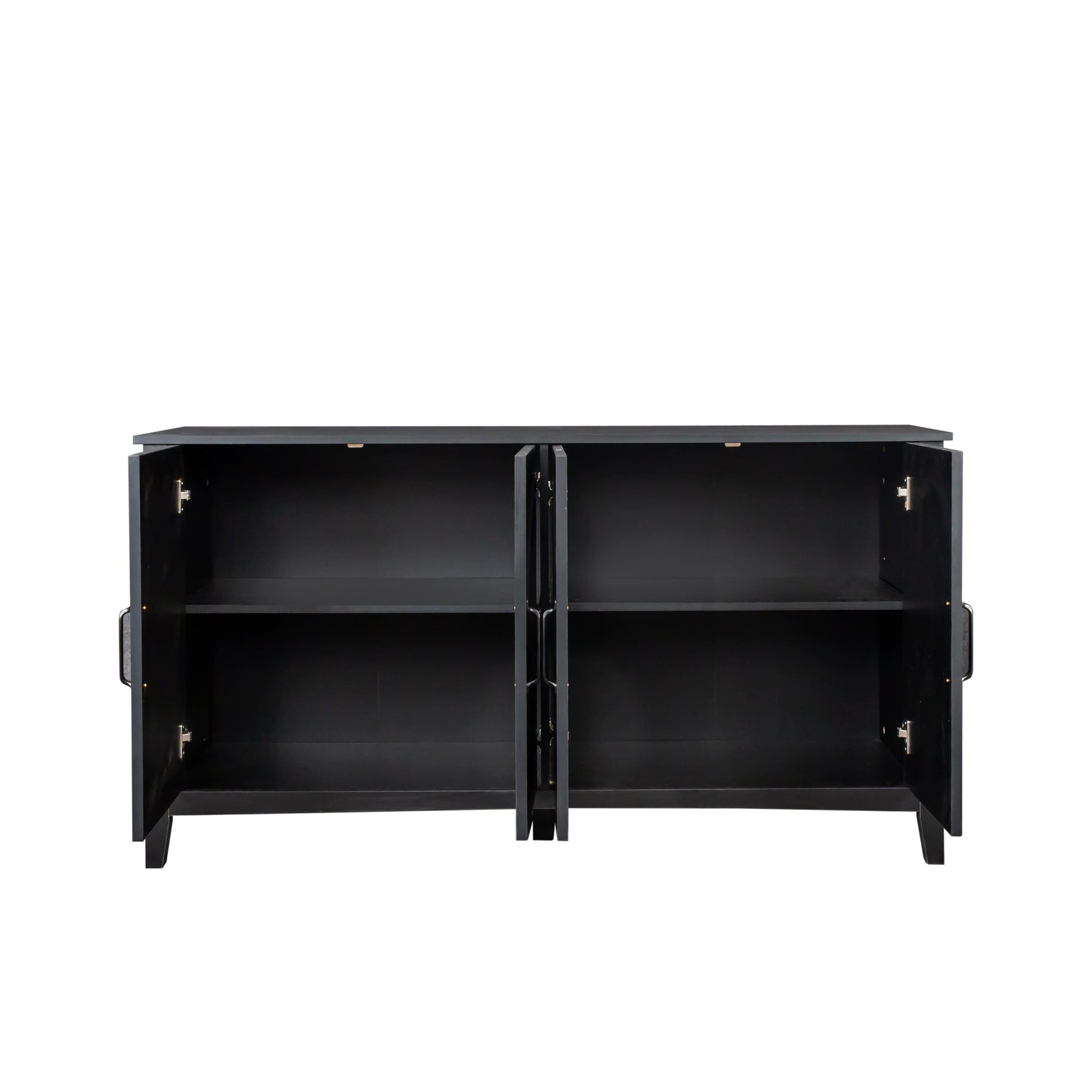 Cabinet With 4 Doors and 4 Open Shelves Freestanding Sideboard