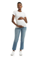 1822 Denim Kinsley Maternity Collection: Eco-Conscious 28-Inch Straight-Leg Jeans with Comfort Stretch Belly Band