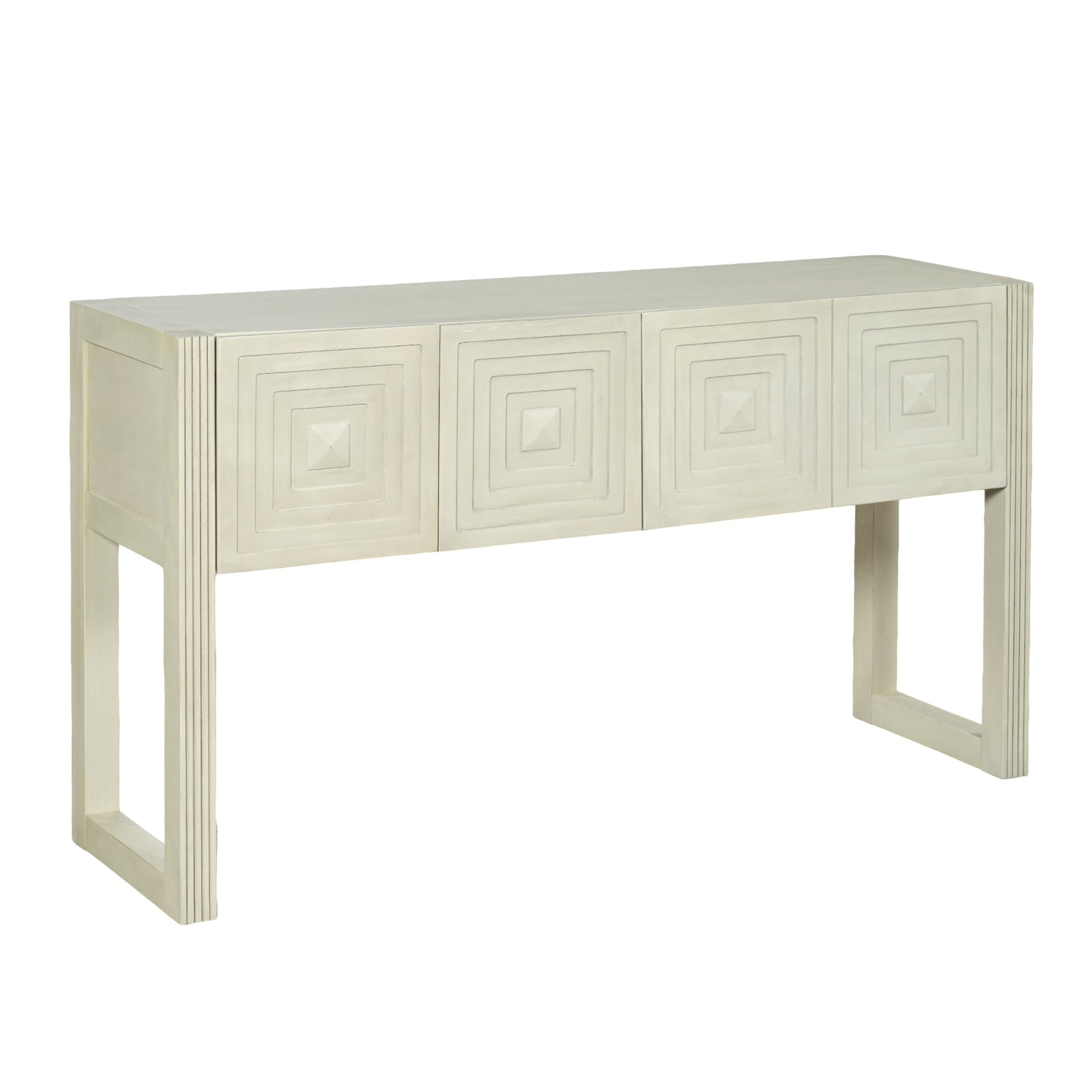 Geometric Carved Console Table with 3 Soft-Close Drawers