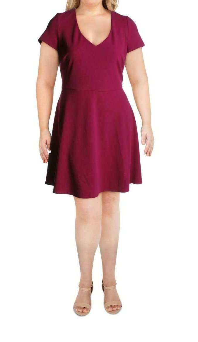 B. Darlin Womens Juniors Plus Tie Back Fit & Flare Dress Purple 16W