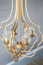 4 Light Metal Chandelier with Adjustable Chain - Gold