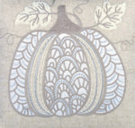 Embroidered Lace Pumpkin Accent Pillow – Neutral Fall Accent Cushion