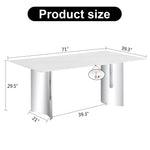 Modern Minimalist Dining Table with Imitation Marble Glass Top and Metal Legs