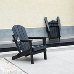 HDPE Folding Adirondack Chair with Dual Cup Holder - Black
