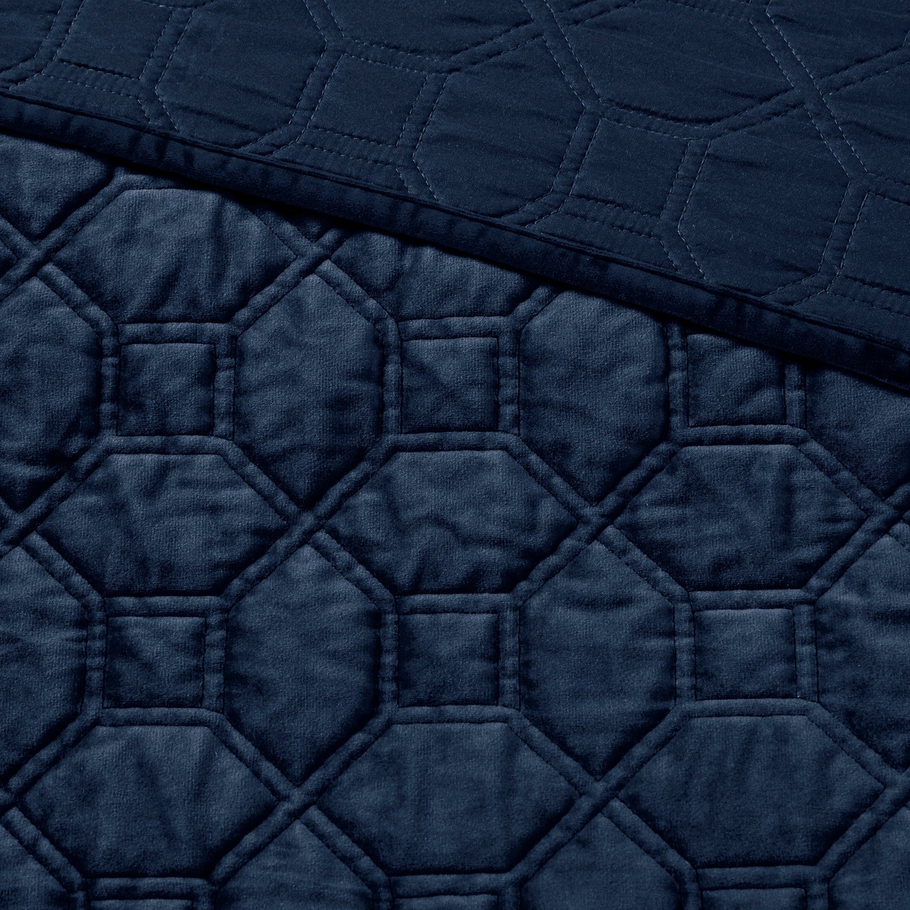 3 Piece Velvet Quilt Set Navy King/Cal King