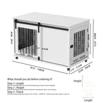Dog Crate With Sliding Barn Door and Side Access, Lockable Wheels for Small to Medium Dogs - White