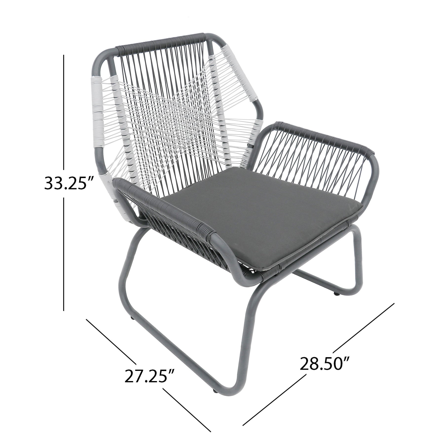 Set of 2 Woven Rattan Outdoor Club Chairs with Cushions