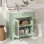 Modern Bathroom Vanity With Tempered Glass Doors