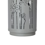 34.25'H Light Gray Metal Cutout Outdoor Water Fountain with LED Lights