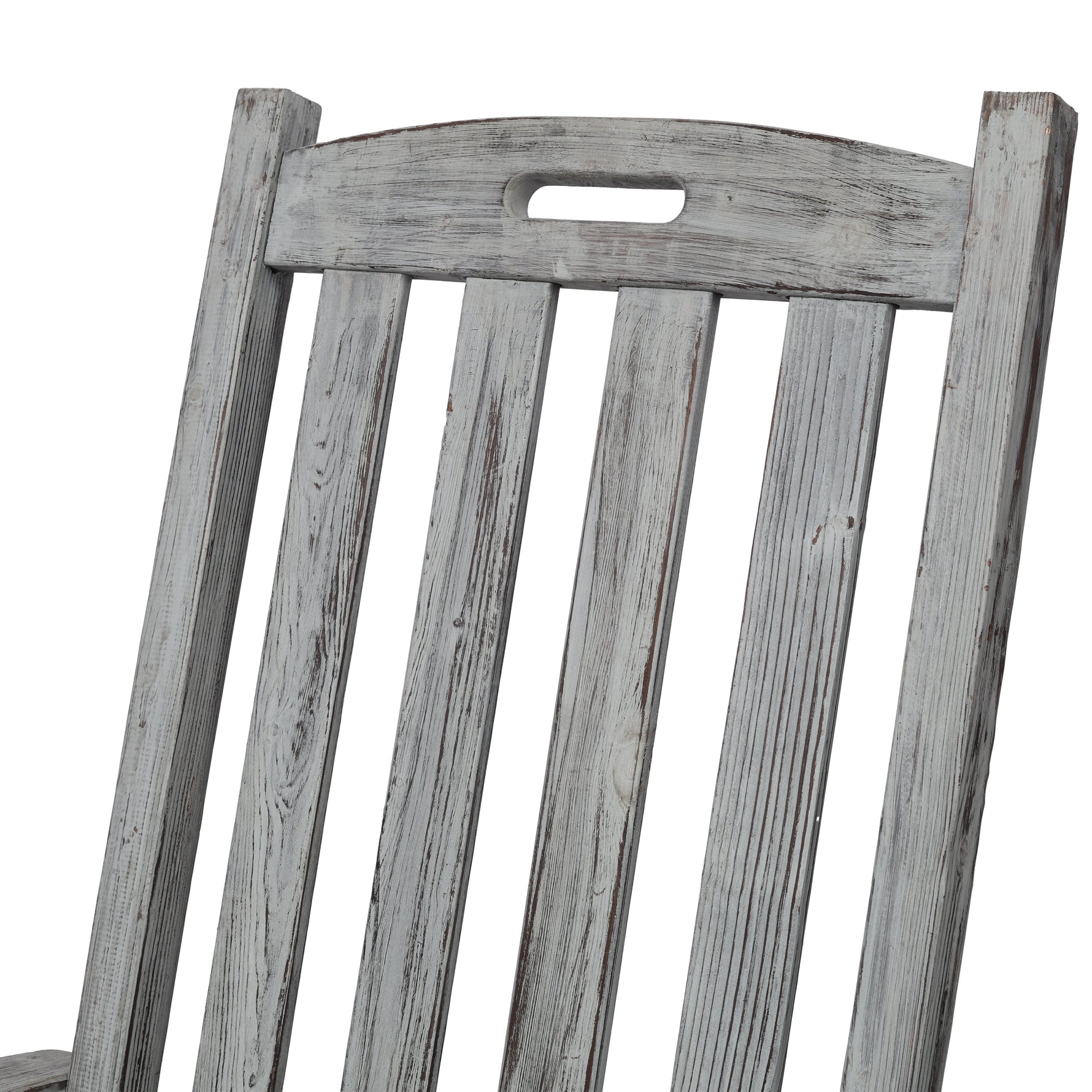 Wooden Oversized Porch Rocker Chair With Wide Seat and Tall Backrest
