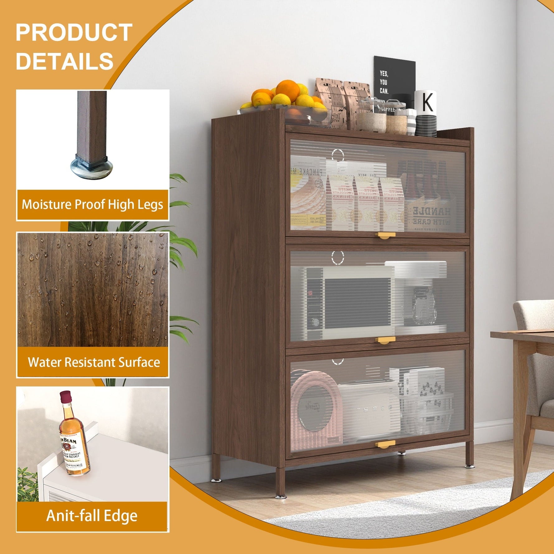 Flip Doors Cabinet, With Ample Storage Space
