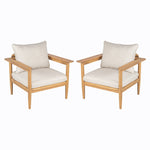 Terassi Outdoor Lounge Chair Set of 2 with Cushions - Beige / Light Teak