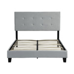 Queen Size Upholstered Platform Bed Frame With Pull Point Tufted Headboard