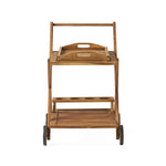 Riviera Bar Cart Natural Stained Acacia Wood Mobile Bar Cart