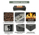 56" Propane Fire Pit Table, Rectangular Outdoor Gas Fire Pit
