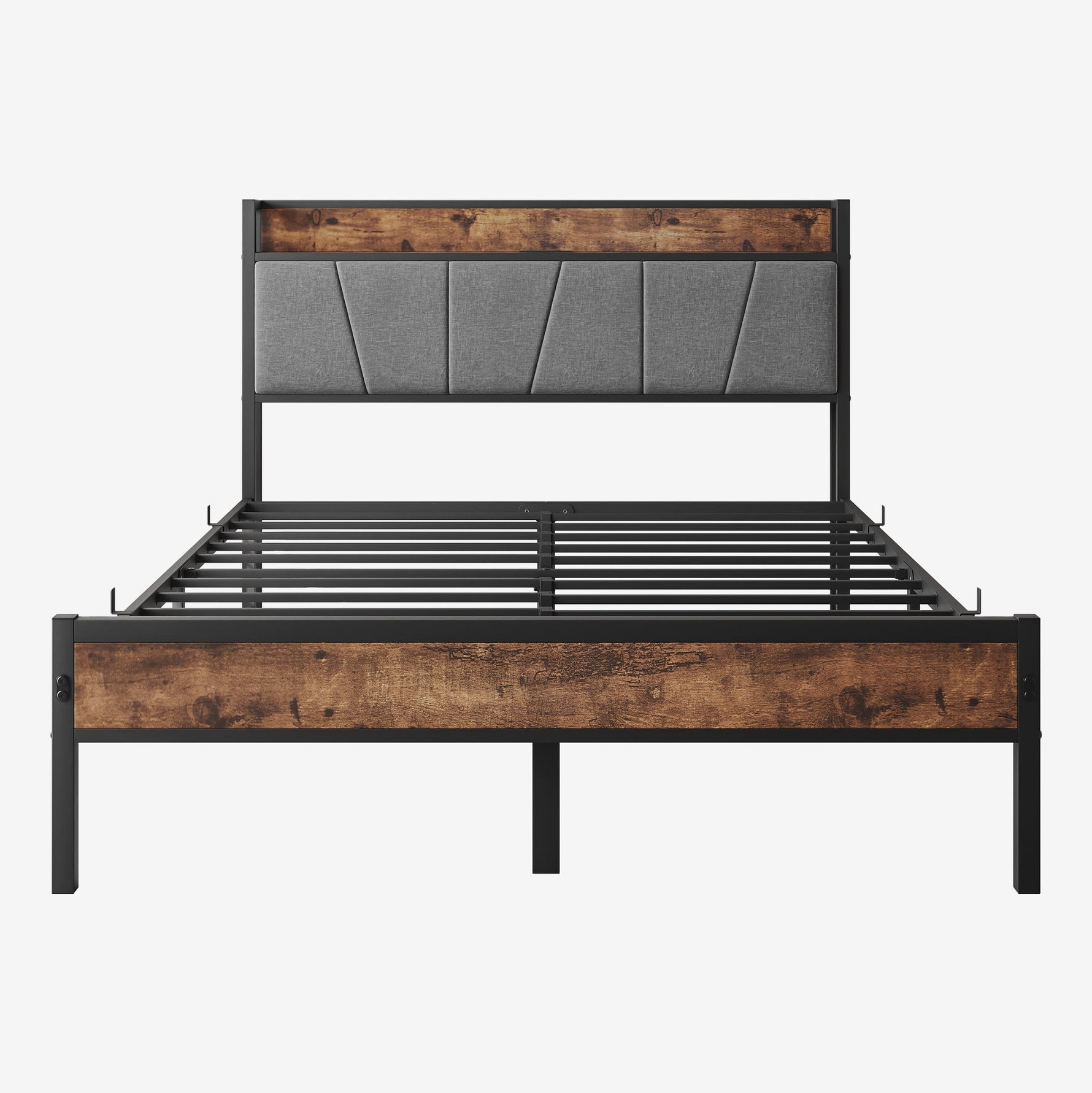 Full Size Bed Frame Storage Headboard with Charging Station