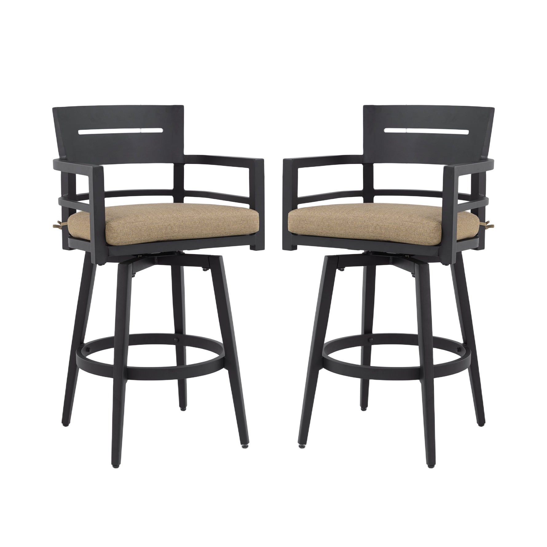 Modern Outdoor 2-Piece Swivel Bar Chairs