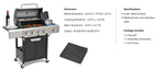 Propane Grill 4 Burner Barbecue Grill Stainless Steel Gas Grill with Side Burner