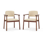 Dining Room Chairs, Ideal For Home & Kitchen (Set of 2) - Beige / Dark Walnut