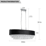 39' Modern Crystal Chandelier with Black Imitation Velvet Shade