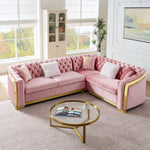 L Shaped Chesterfield Sectional Sofa With Stainless Steel Accents