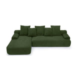 Modern Upholstered L-Shape Sectional Sofa Velvet Green