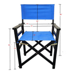 Folding Wooden Director Chairs with Blue Canvas (Set of 2)