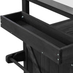 K&K Outdoor Kitchen Island with Rolling Bar Cart and Storage Cabinet