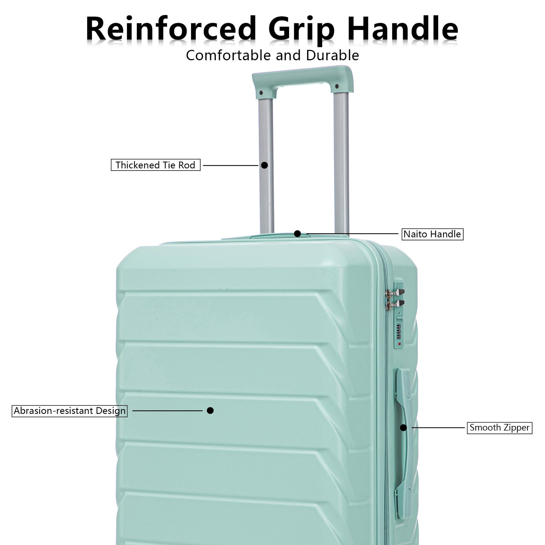 Set 3PCs 20'/24'/28' ABS Spinner Wheel Luggage - Mint Green