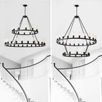 52 Inch Black Wagon Wheel Chandelier, 36-Lights