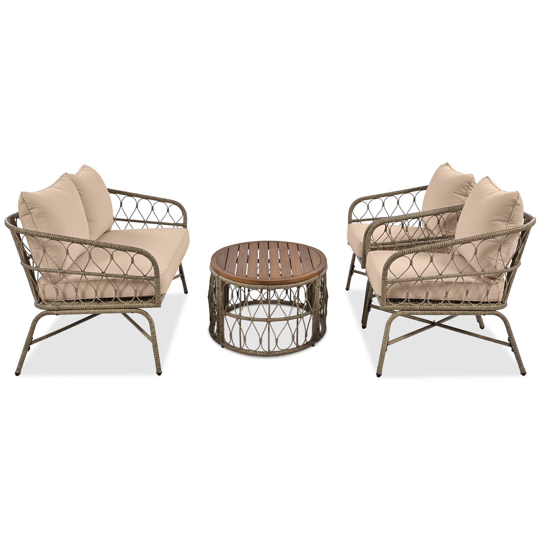 Bohemia-Inspired 4-Person Outdoor Seating Group With Removable Cushions