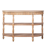 Handcrafted Wood Console Table with Hand-Woven Trim