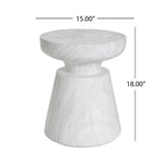Outdoor Ponti Travertine Side Table, White