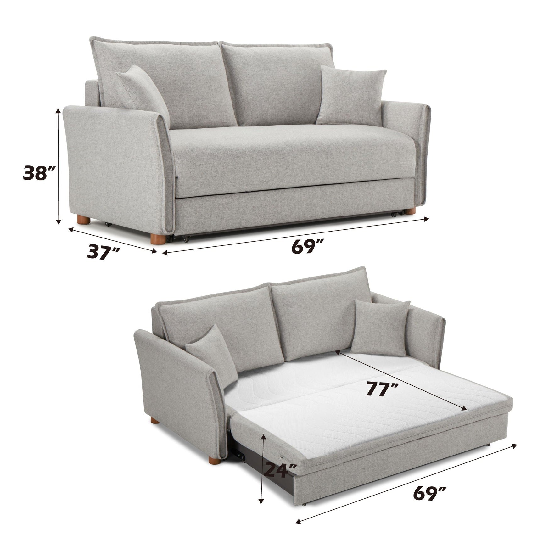 Oren Chenille Sleeper Sectional Sofa With Storage - Gray