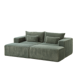 87' Oversized Sectional Lounge Chaise with Plush Corduroy Fabric