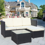 Outdoor 5-Piece PE Rattan Wicker Patio Sofa Set with Coffee Table