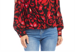 Karen Kane Printed Crossover Top Red