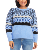 Karen Kane Jacquard Sweater Navy