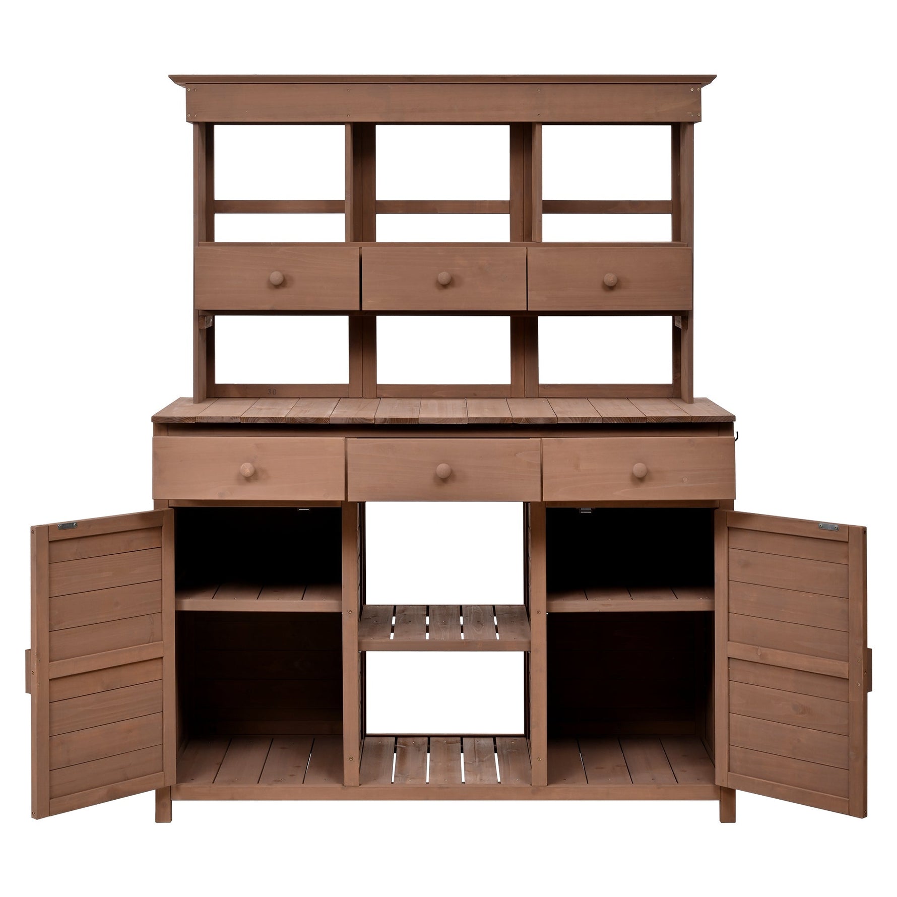 Topmax 65.7'' Tall Garden Potting Bench Table with Hutch