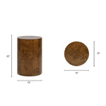 Nebula 22' Accent Pillar Side Table, Medium Brown Walnut Burl Wood