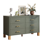 6-Drawer Double Dresser in Olive