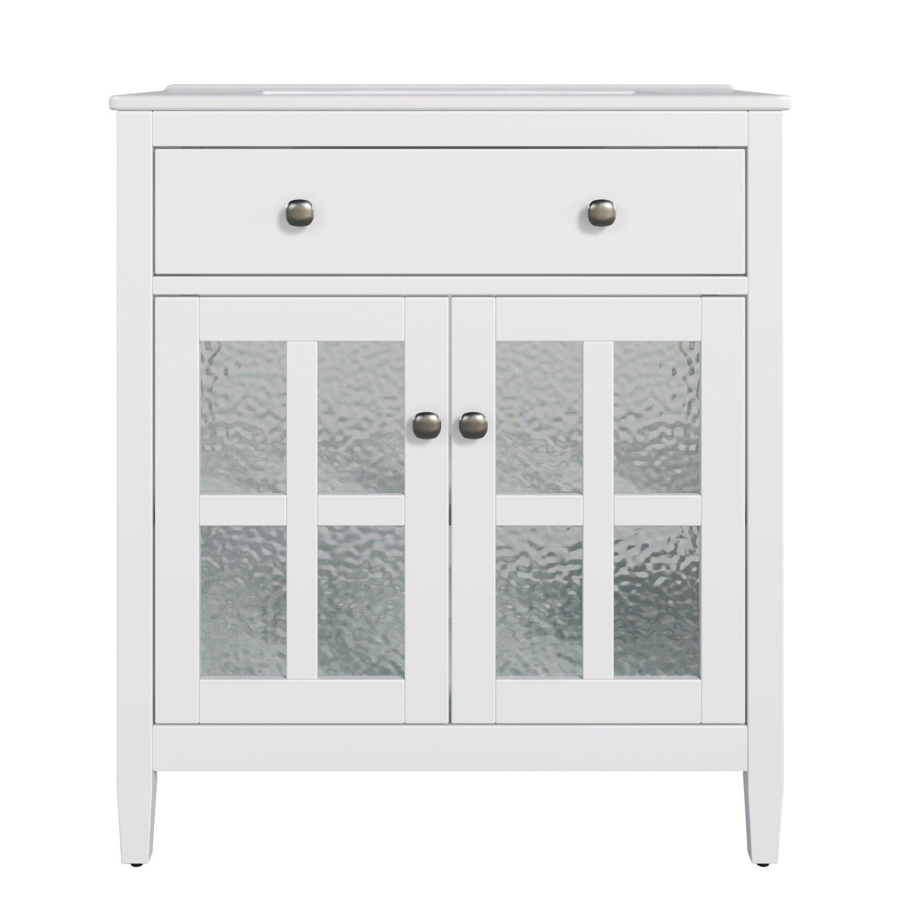 Bathroom Vanity With Ceramic Sink, Adjustable Shelf & Tip Out Tray