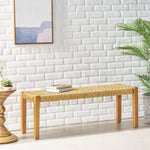 Angie Bench Outdoor Seating Acacia Wood Faux Rattan - Teak