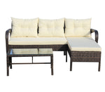 Outdoor Patio Furniture 3-Piece Conversation Set (Beige Cushion)
