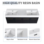 Modern Wall Mounted Bathroom Vanity With Resin Sink and Storage Rack